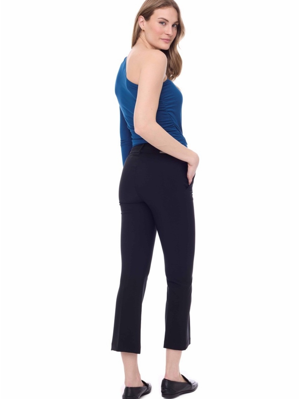 🆕 NWT iltm Black Kick Flare Leg Ankle Dress Pants - Picture 2 of 11